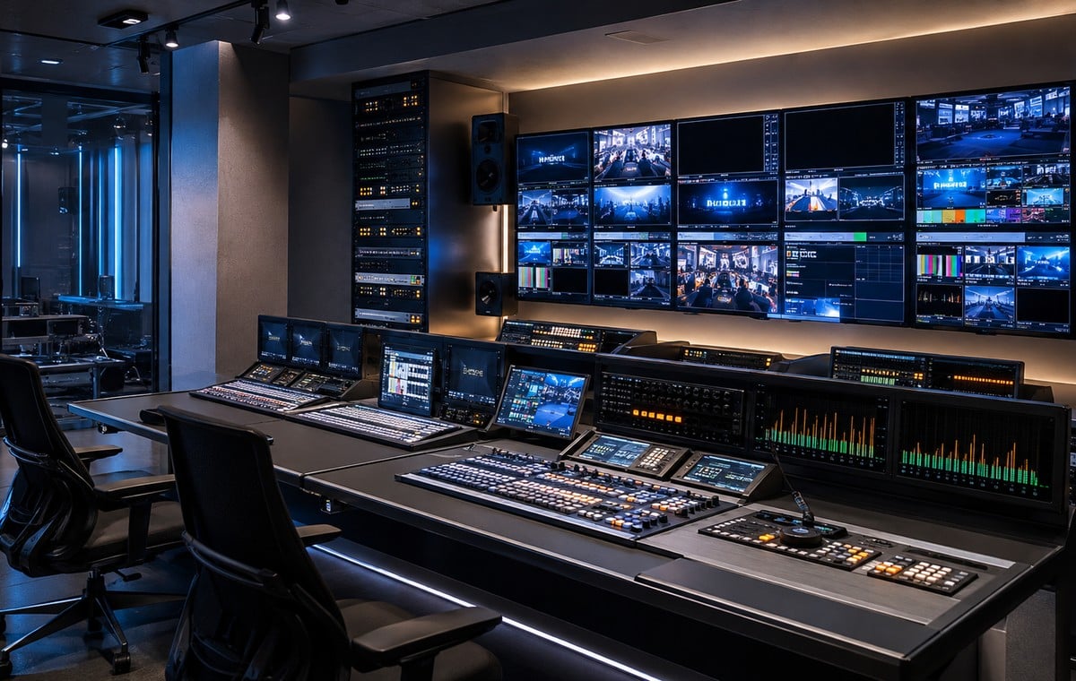 Profesyonel canlı prodüksiyon kontrol odası